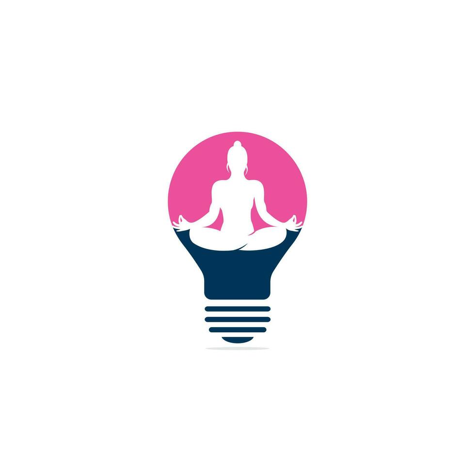 pessoas coloridas abstratas dentro do ícone de vetor de bulbo. conceito de logotipo de idéias de ioga.
