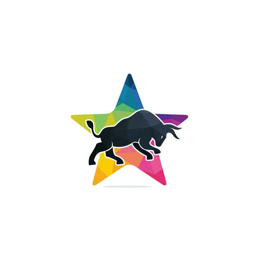 design de logotipo de vetor de forma de estrela de touro. modelo de design de logotipo de vetor animal simples.