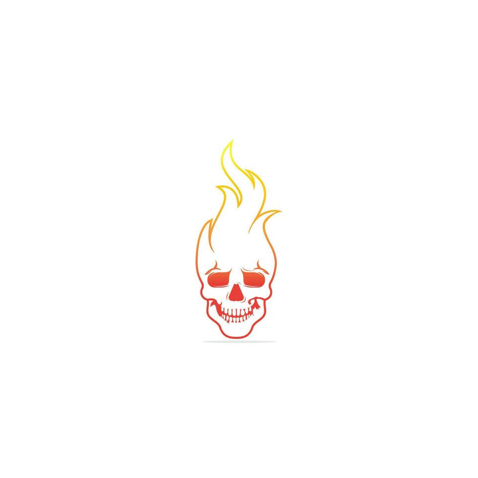 crânio com design de logotipo de vetor de chamas. tatuagem legal ou design de logotipo.