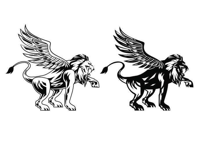 Vetores de leão com asas pretas