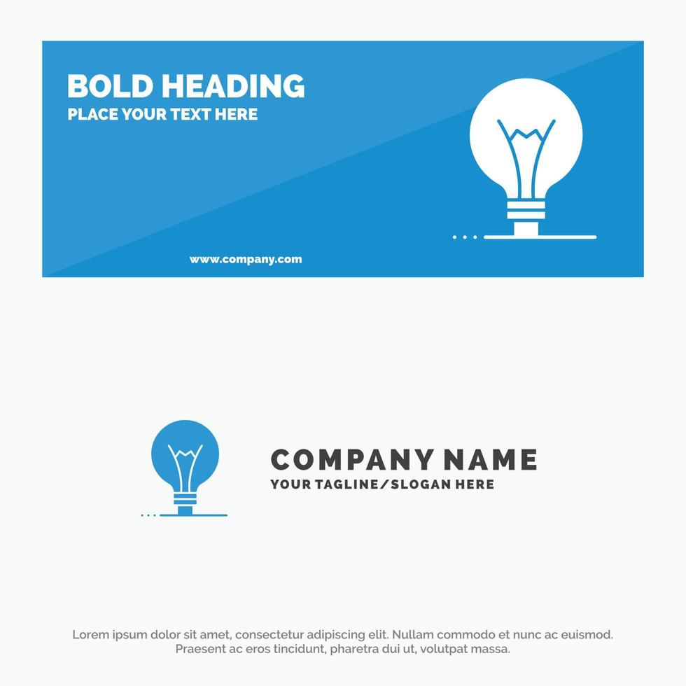 ideia inovação invenção lâmpada ícone sólido banner de site e modelo de logotipo de negócios vetor