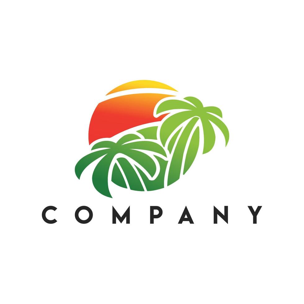 logotipo de areia de praia, logotipo de conceito de férias e viagens vetor