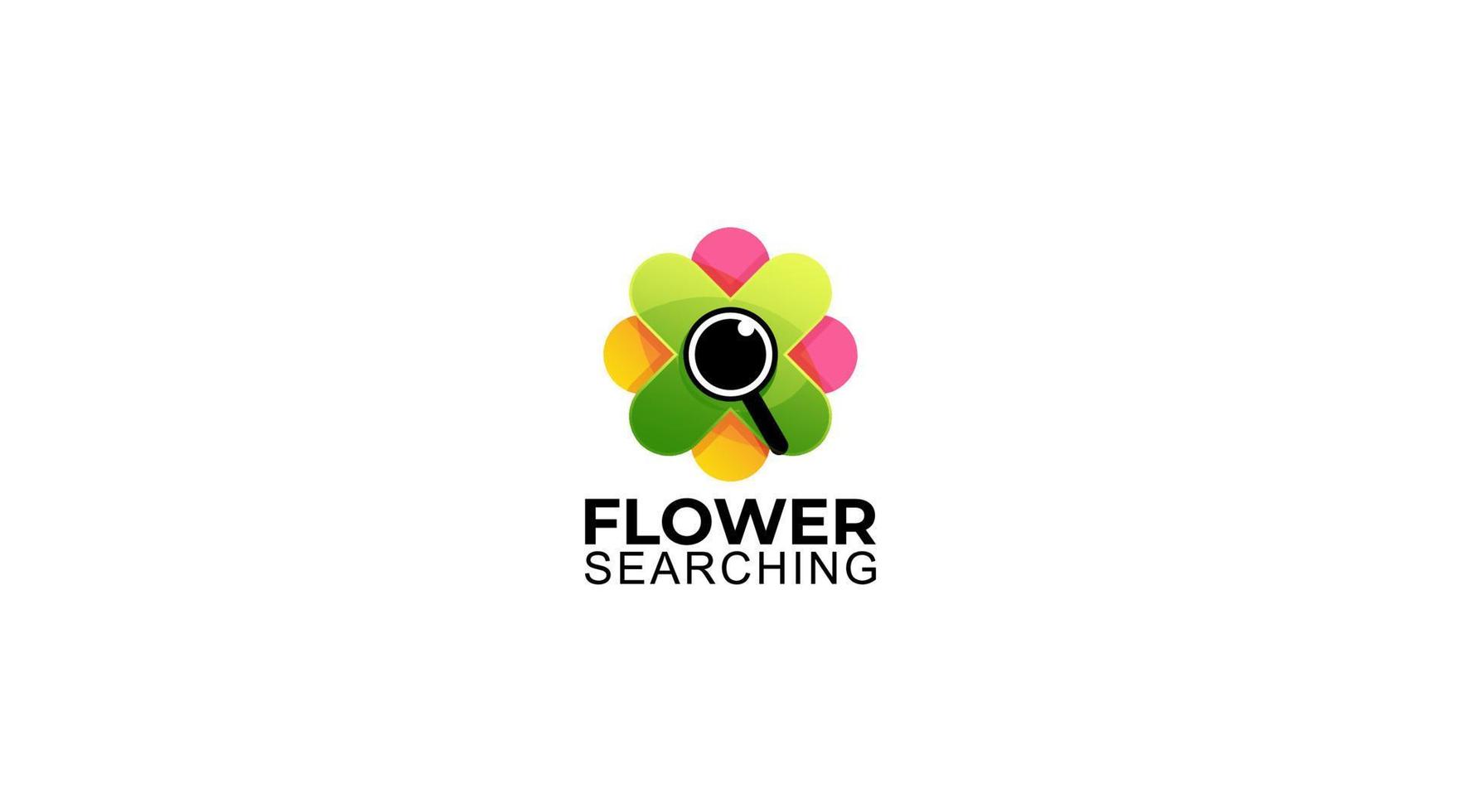 conjunto de logotipo da natureza. busca de flores com lupa ou lupa, árvore com folhas vetor