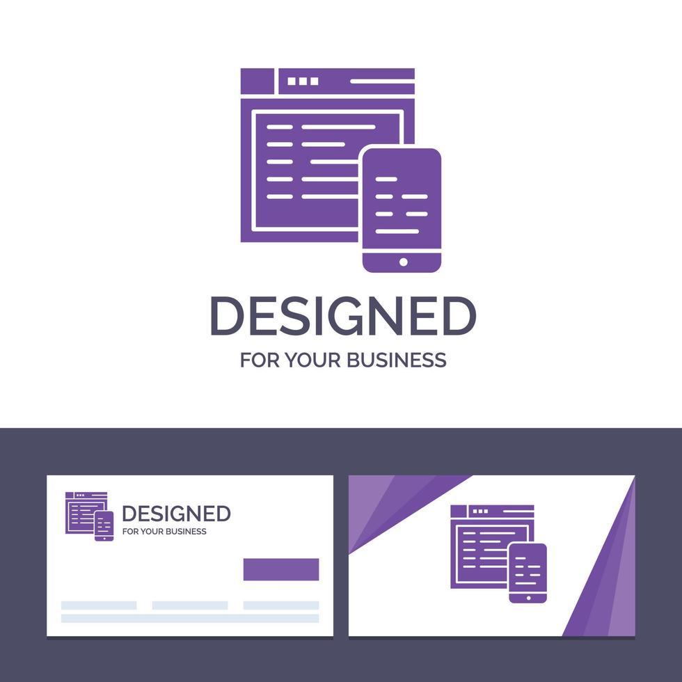 cartão de visita criativo e modelo de logotipo design responsivo site ilustração vetorial móvel vetor