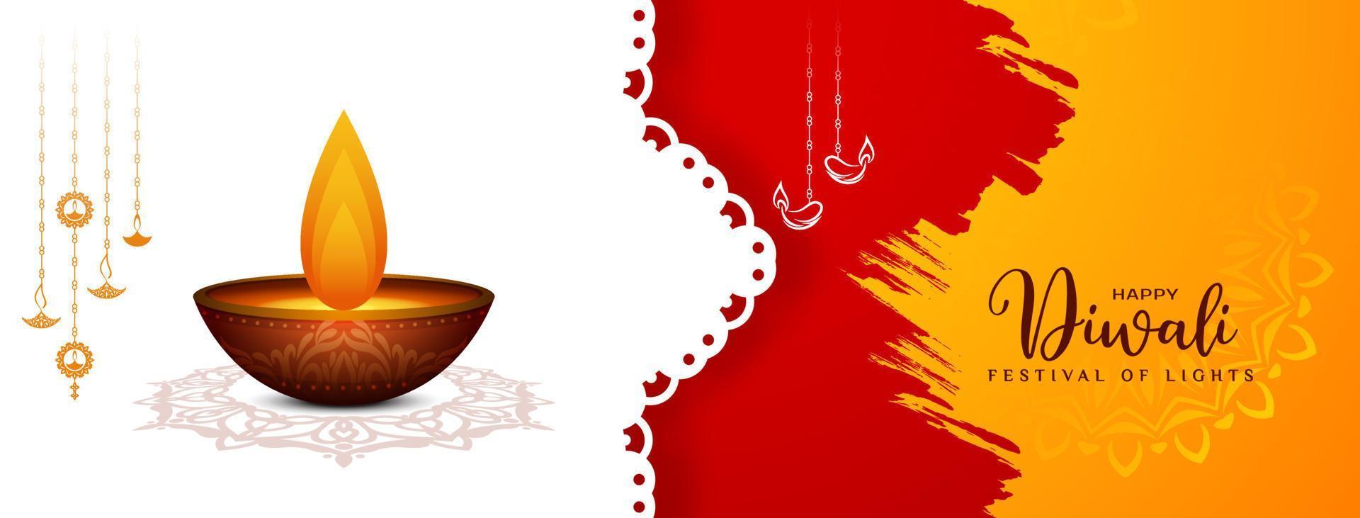 feliz diwali festival religioso celebração artística bela bandeira vetor