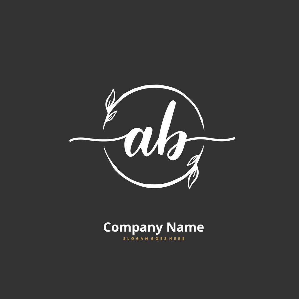 ab caligrafia inicial e design de logotipo de assinatura com círculo. logotipo manuscrito de design bonito para moda, equipe, casamento, logotipo de luxo. vetor