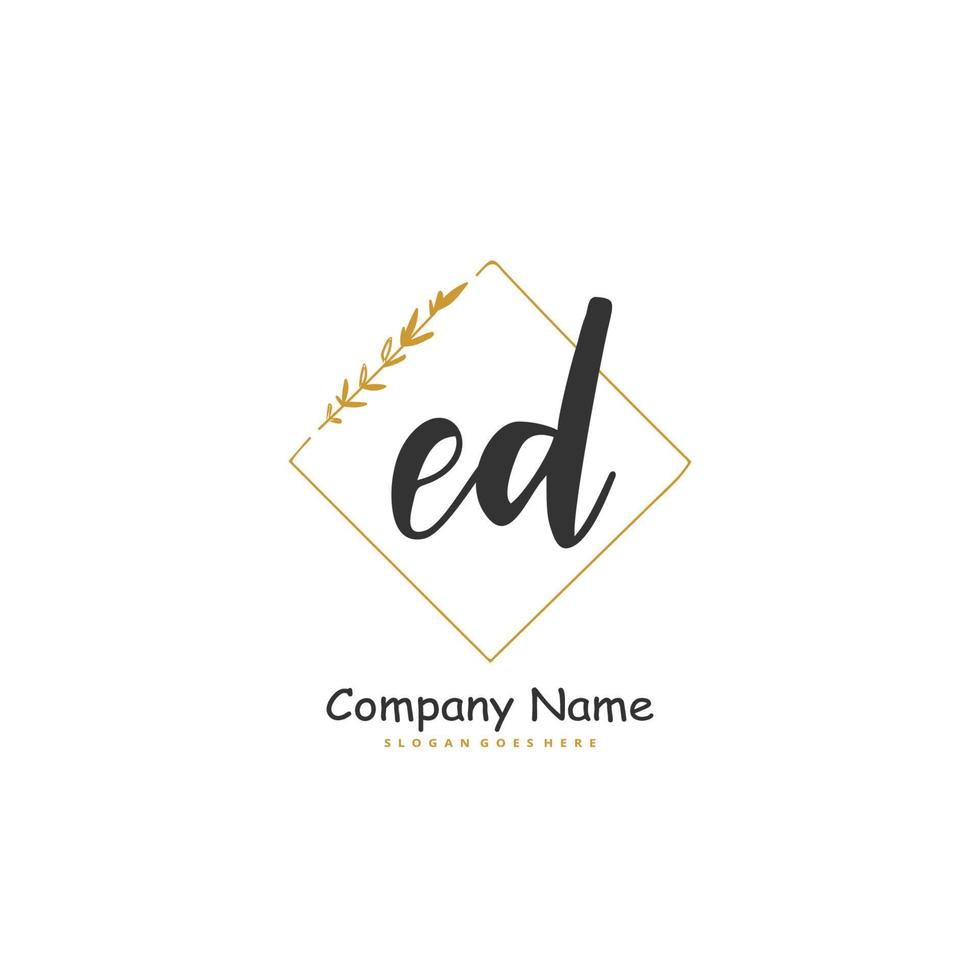 ed caligrafia inicial e design de logotipo de assinatura com círculo. logotipo manuscrito de design bonito para moda, equipe, casamento, logotipo de luxo. vetor