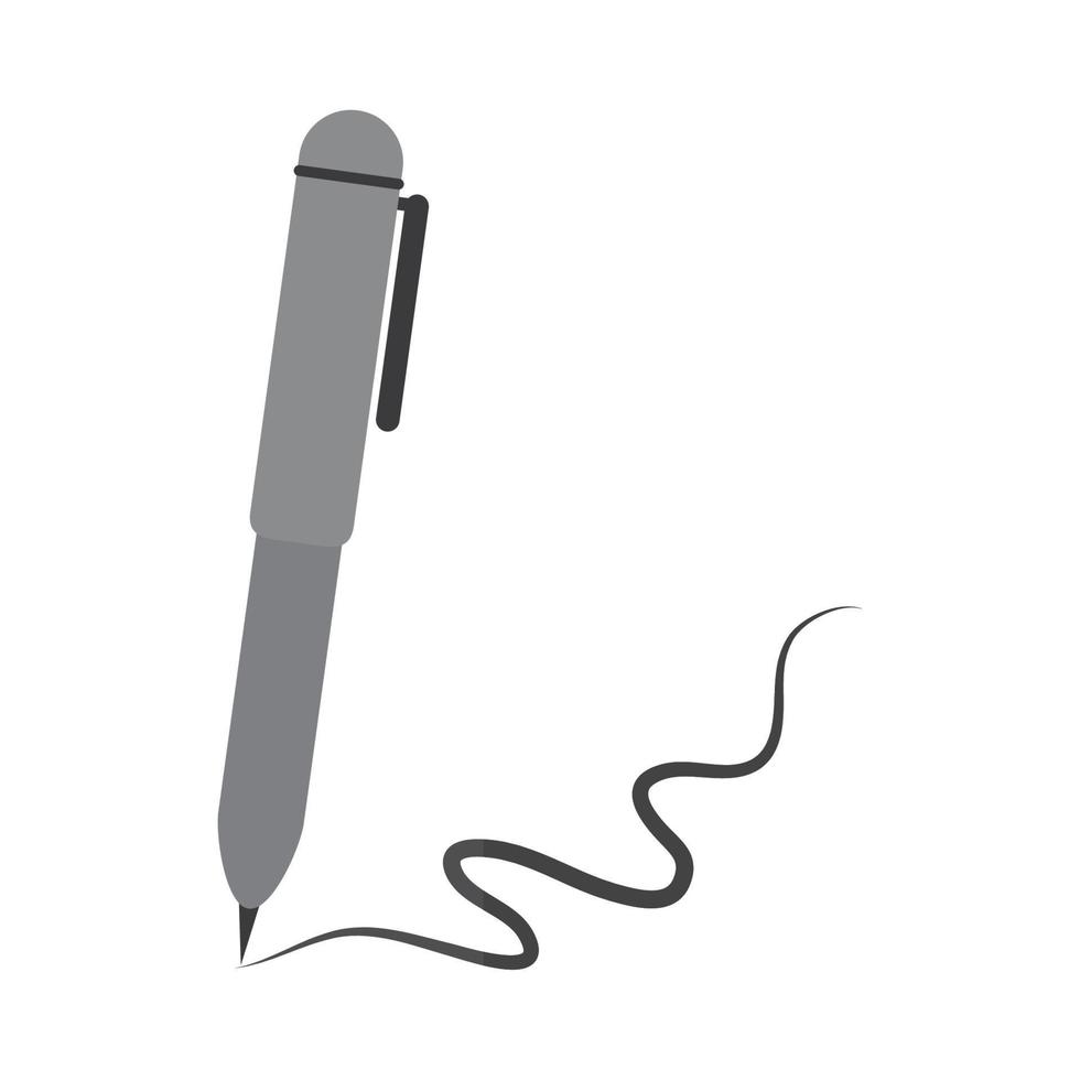 ícone plano de caneta de escrita de educação escolar com sombra vetor