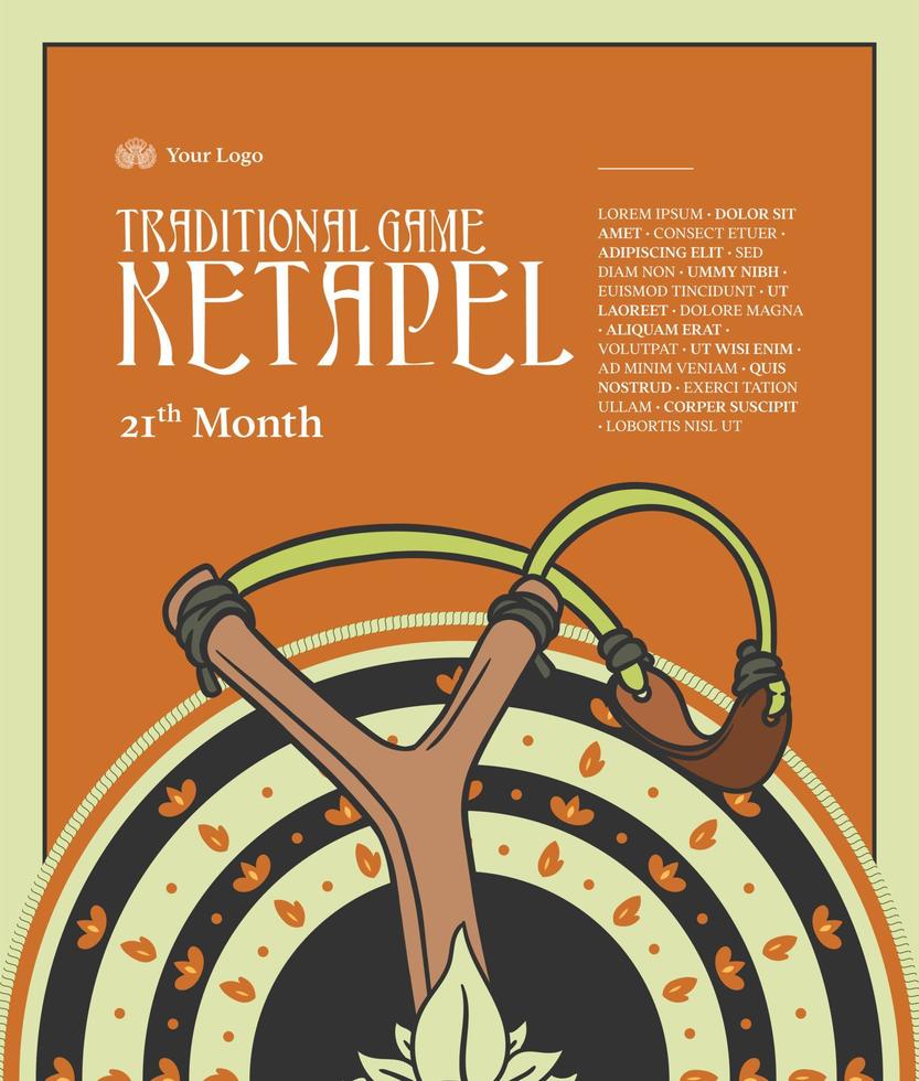 ilustração de ketapel com origem étnica. ilustração de jogos tradicionais indonésios desenhados à mão. vetor
