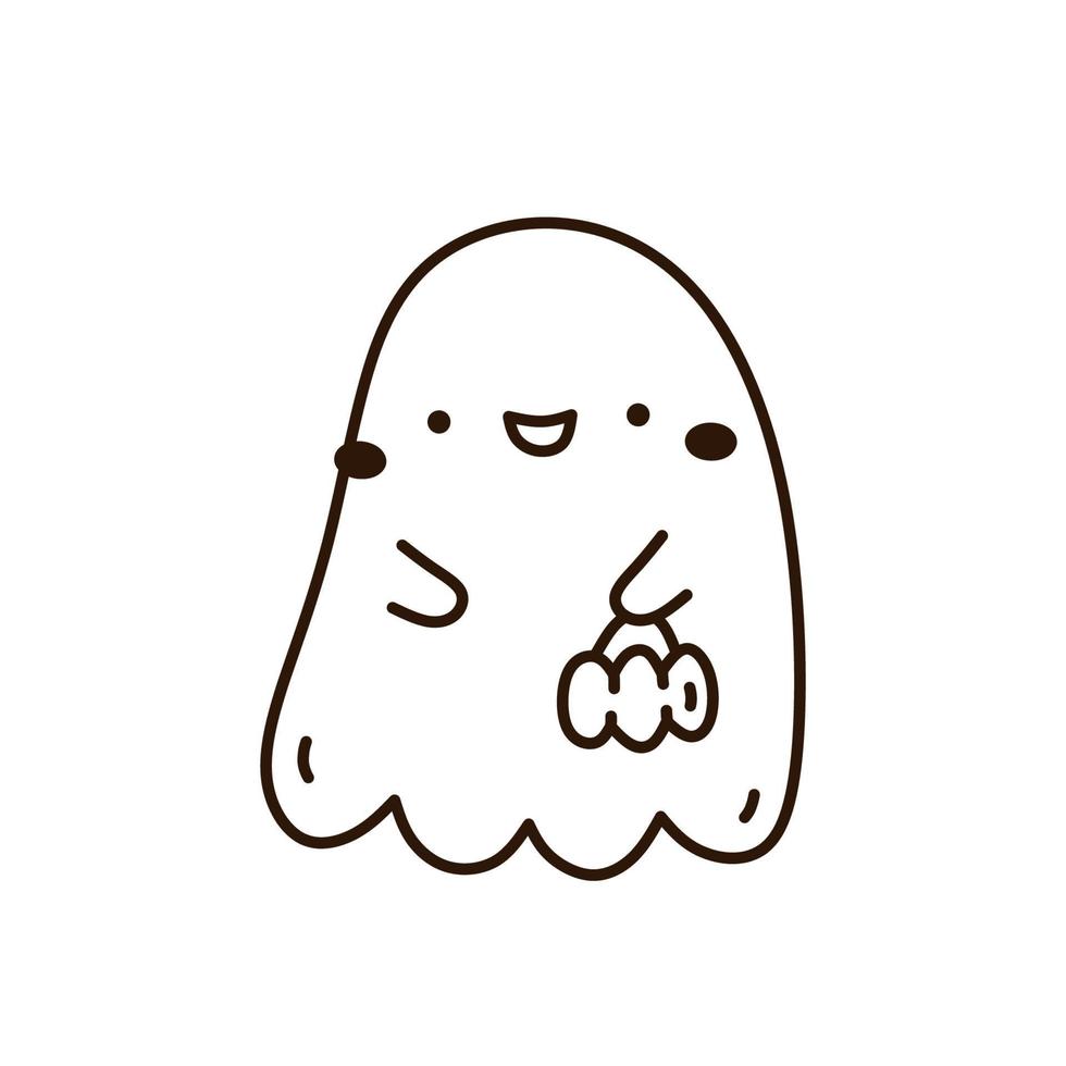 Engraçado Desenho Animado Mão Desenhada Doodle Fantasma Dizendo