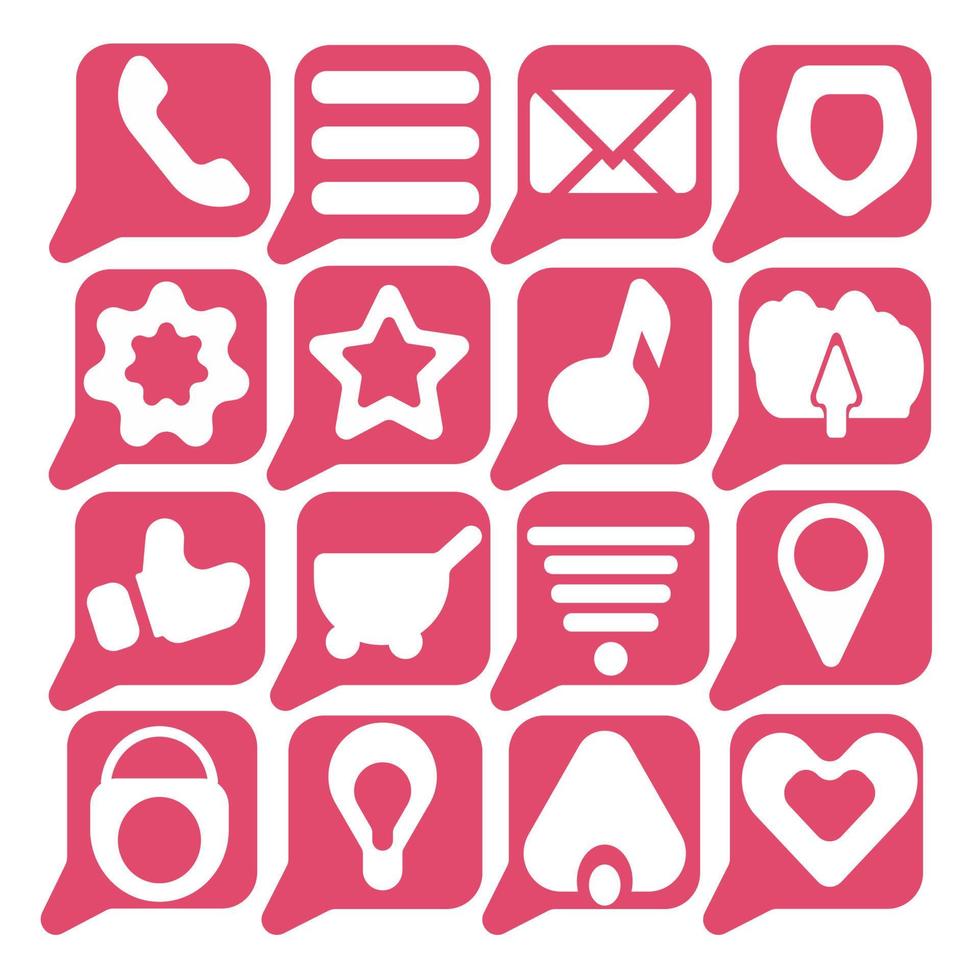 mídia de internet e ícones em um conjunto de fundo rosa vetor