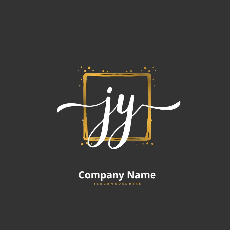 jy caligrafia inicial e design de logotipo de assinatura com círculo. logotipo manuscrito de design bonito para moda, equipe, casamento, logotipo de luxo. vetor