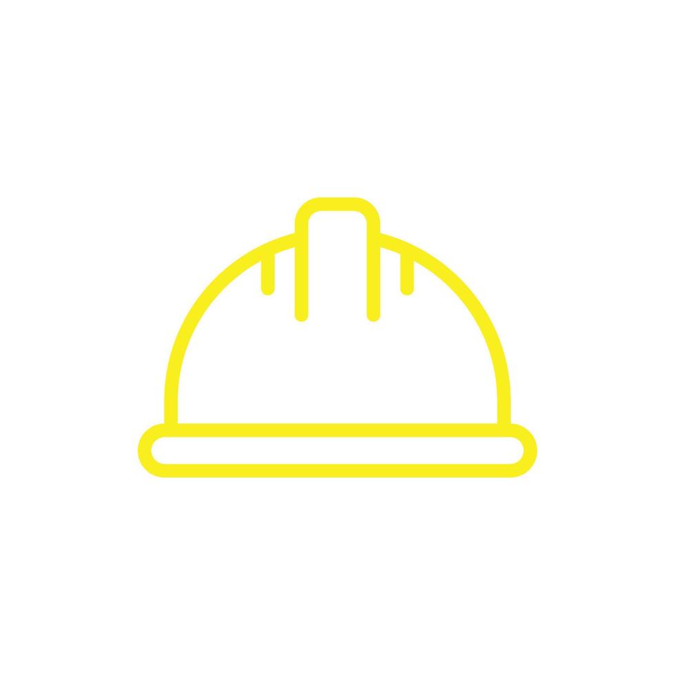 ícone de linha de capacete de segurança do construtor de vetor amarelo eps10 isolado no fundo branco. símbolo de capacete de segurança de construção em um estilo moderno simples e moderno para o design do seu site, logotipo e aplicativo móvel