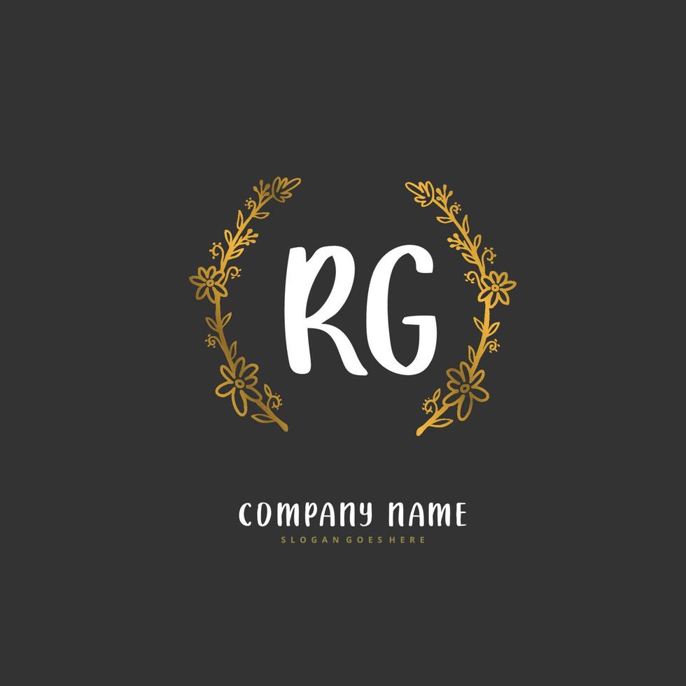 rg caligrafia inicial e design de logotipo de assinatura com círculo. logotipo manuscrito de design bonito para moda, equipe, casamento, logotipo de luxo. vetor