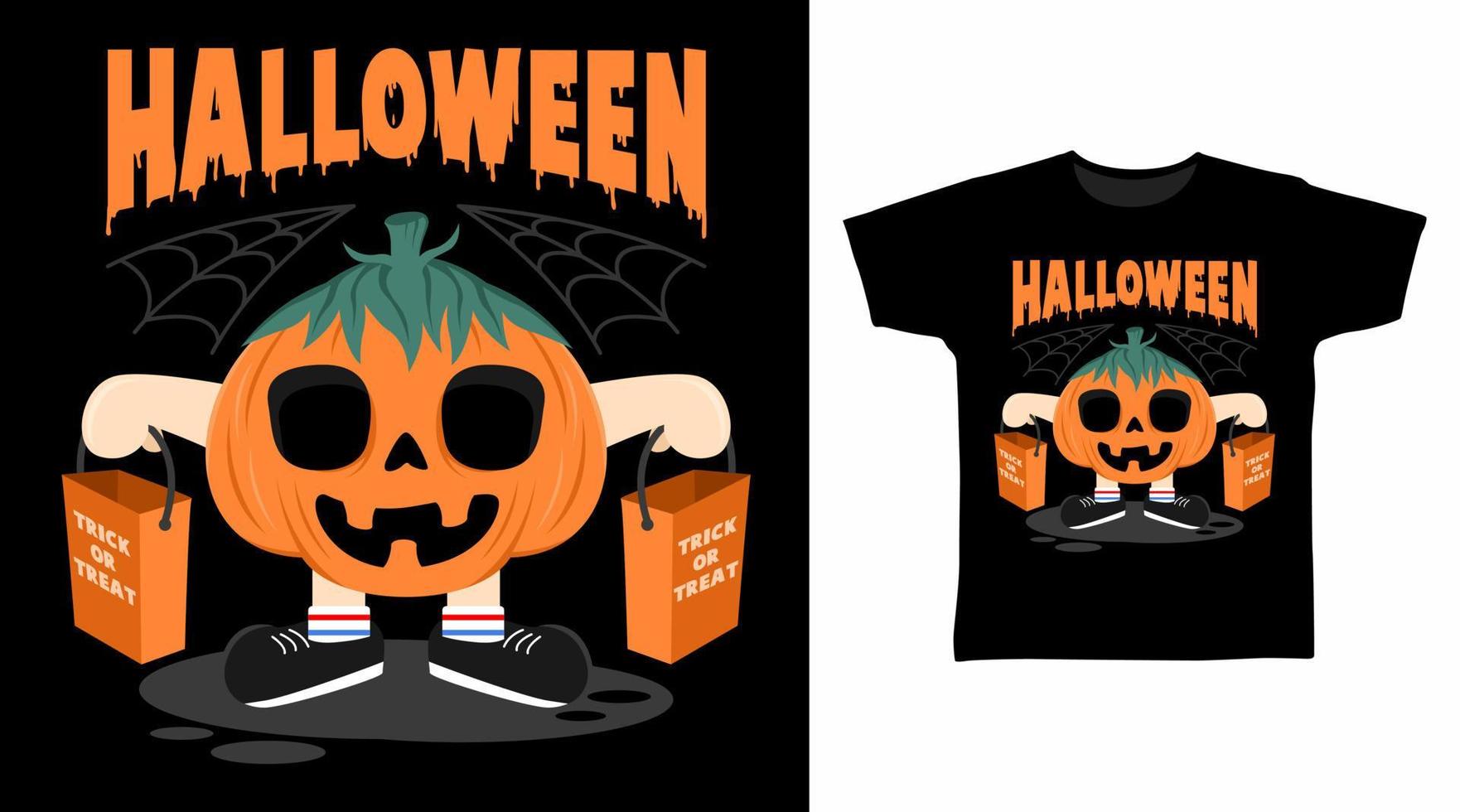 design de camiseta de abóboras de halloween vetor