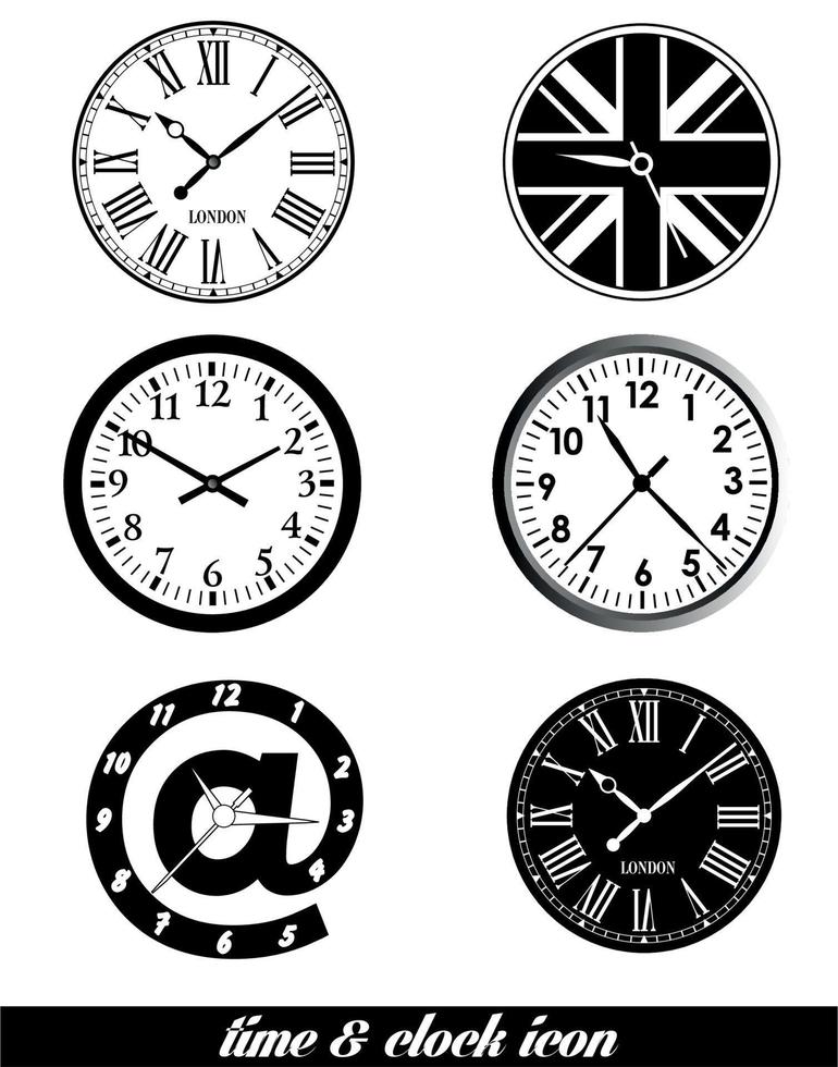 ícones de tempo e relógio vetor