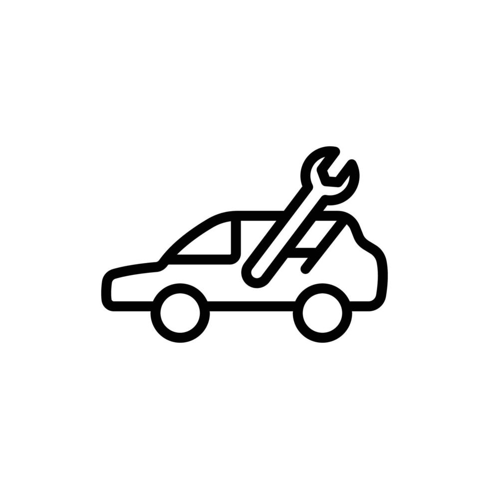 ilustração de ícone de linha de carro com chave. adequado para ícone de reparo automotivo. ícone ilustração relacionada reparo, manutenção. design vetorial simples editável vetor