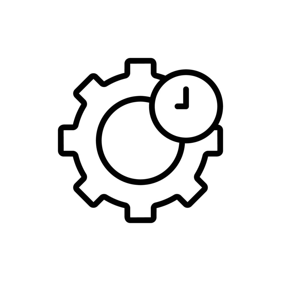 ilustração de ícone de linha de engrenagem com relógio. adequado para o ícone de tempo de reparo. ícone ilustração relacionado reparo, manutenção. design vetorial simples editável vetor