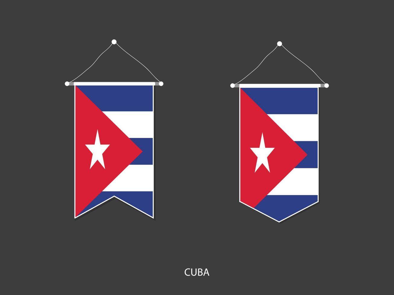 bandeira de cuba em várias formas, vetor de bandeirola de bandeira de futebol, ilustração vetorial.