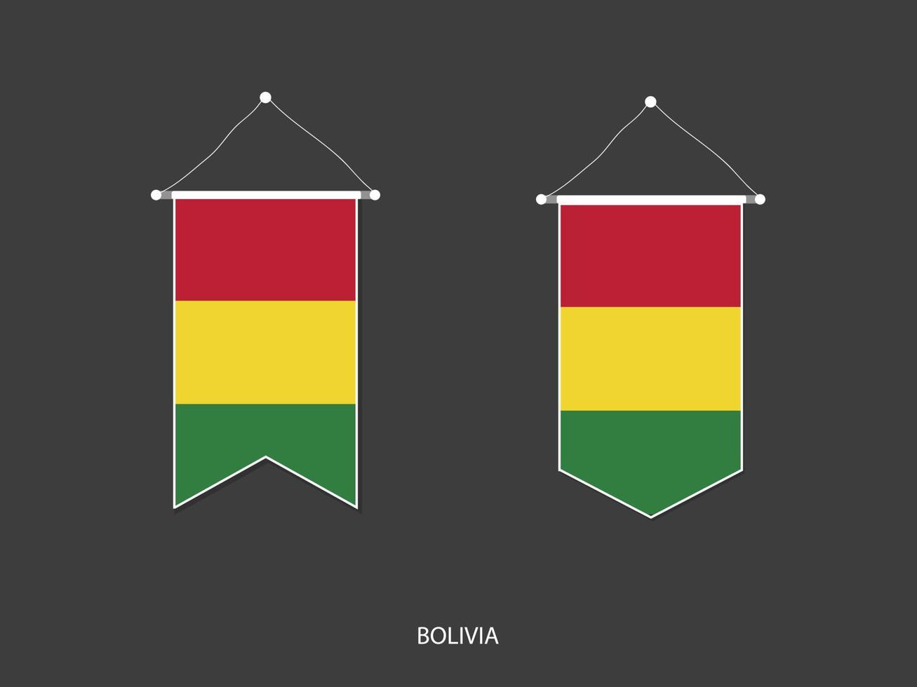 bandeira da bolívia em várias formas, vetor de bandeirola de bandeira de futebol, ilustração vetorial.