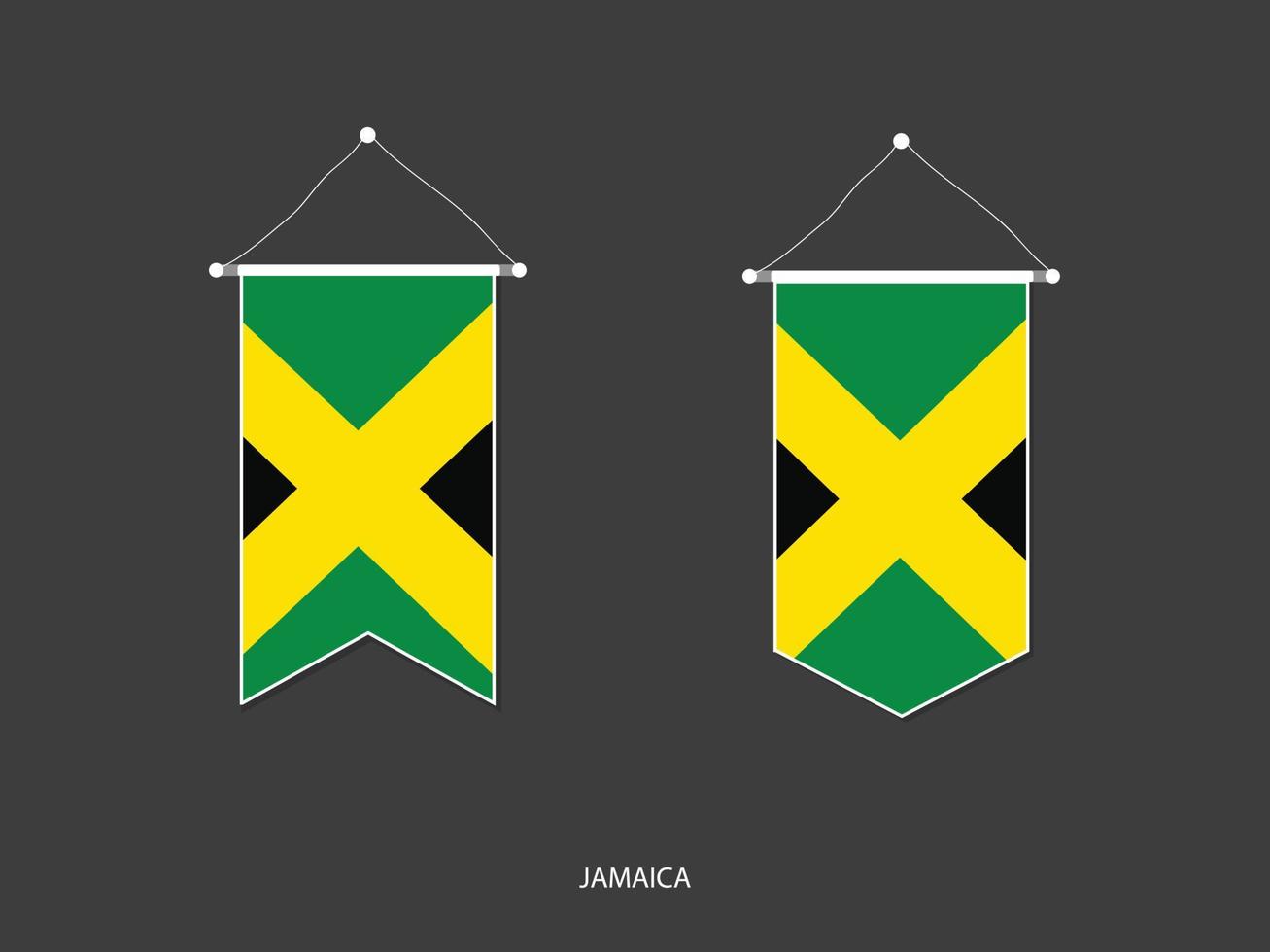 bandeira da jamaica em várias formas, vetor de galhardete de bandeira de futebol, ilustração vetorial.