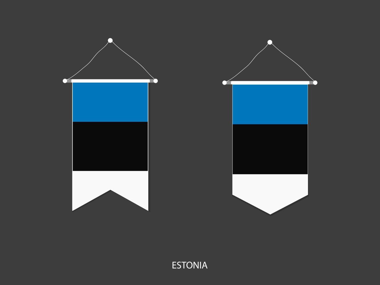 bandeira da estônia em várias formas, vetor de bandeirola de bandeira de futebol, ilustração vetorial.