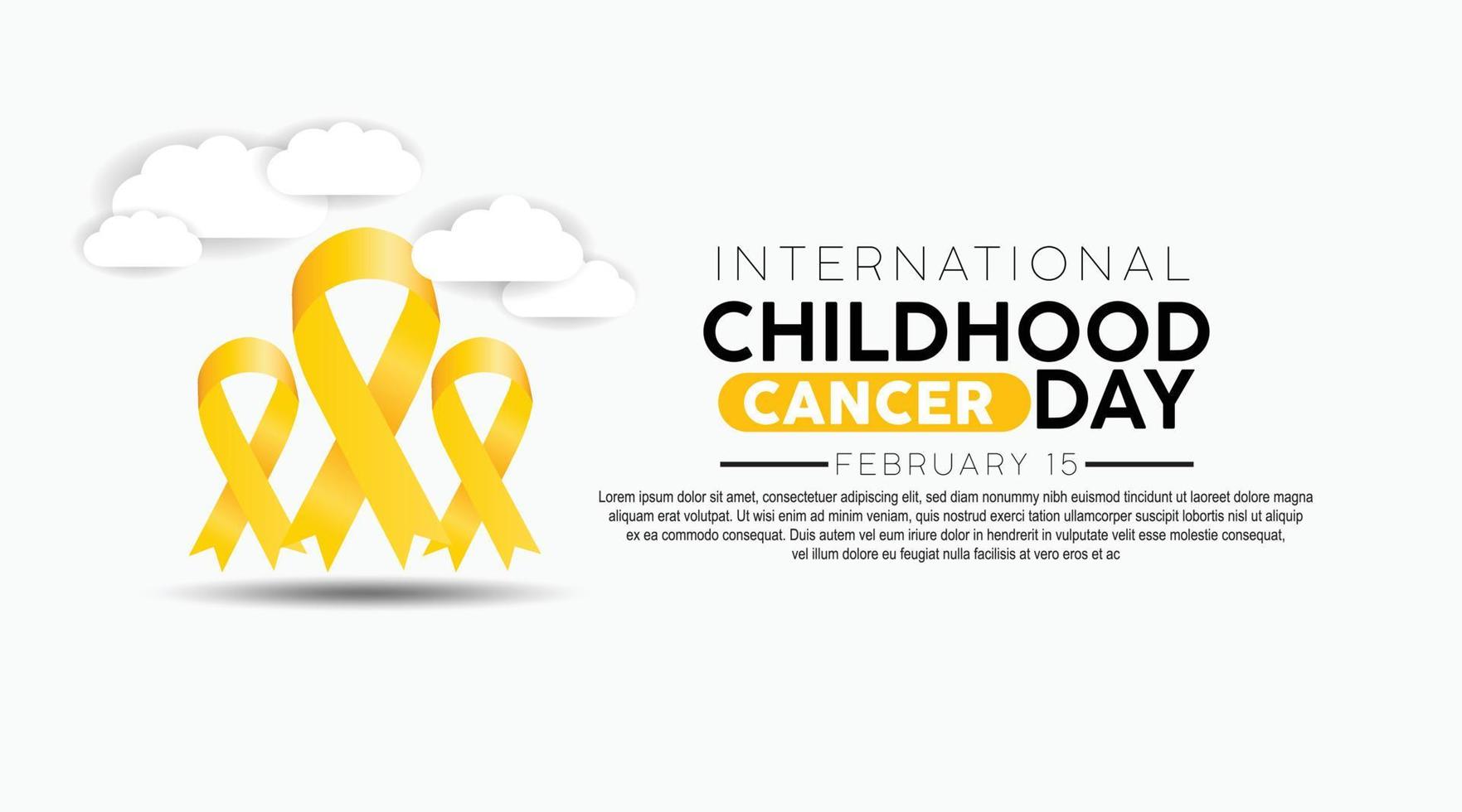 banner de conscientização do câncer infantil com símbolo de fita amarela. vetor