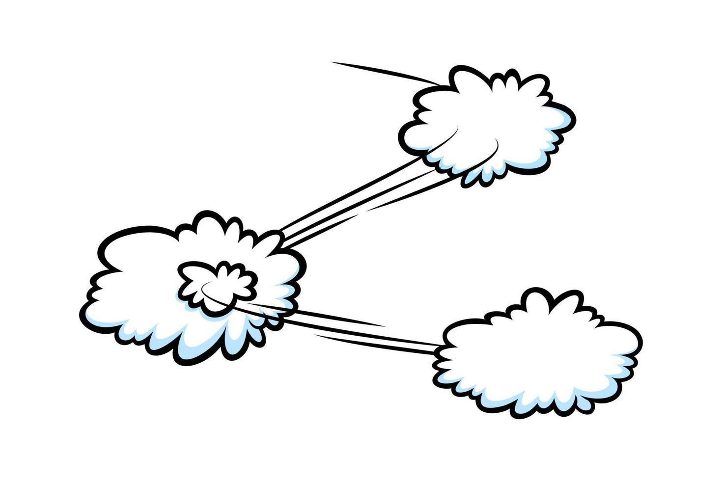 efeito de velocidade em quadrinhos com nuvens. nuvens em quadrinhos com linhas de trilha de movimento. ilustração vetorial vetor