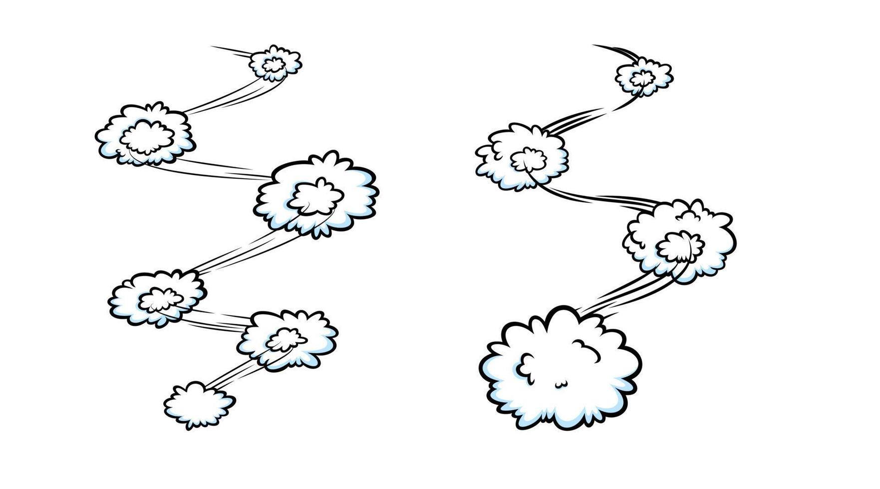 efeito de velocidade em quadrinhos com nuvens. nuvens em quadrinhos com linhas de trilha de movimento. ilustração vetorial vetor