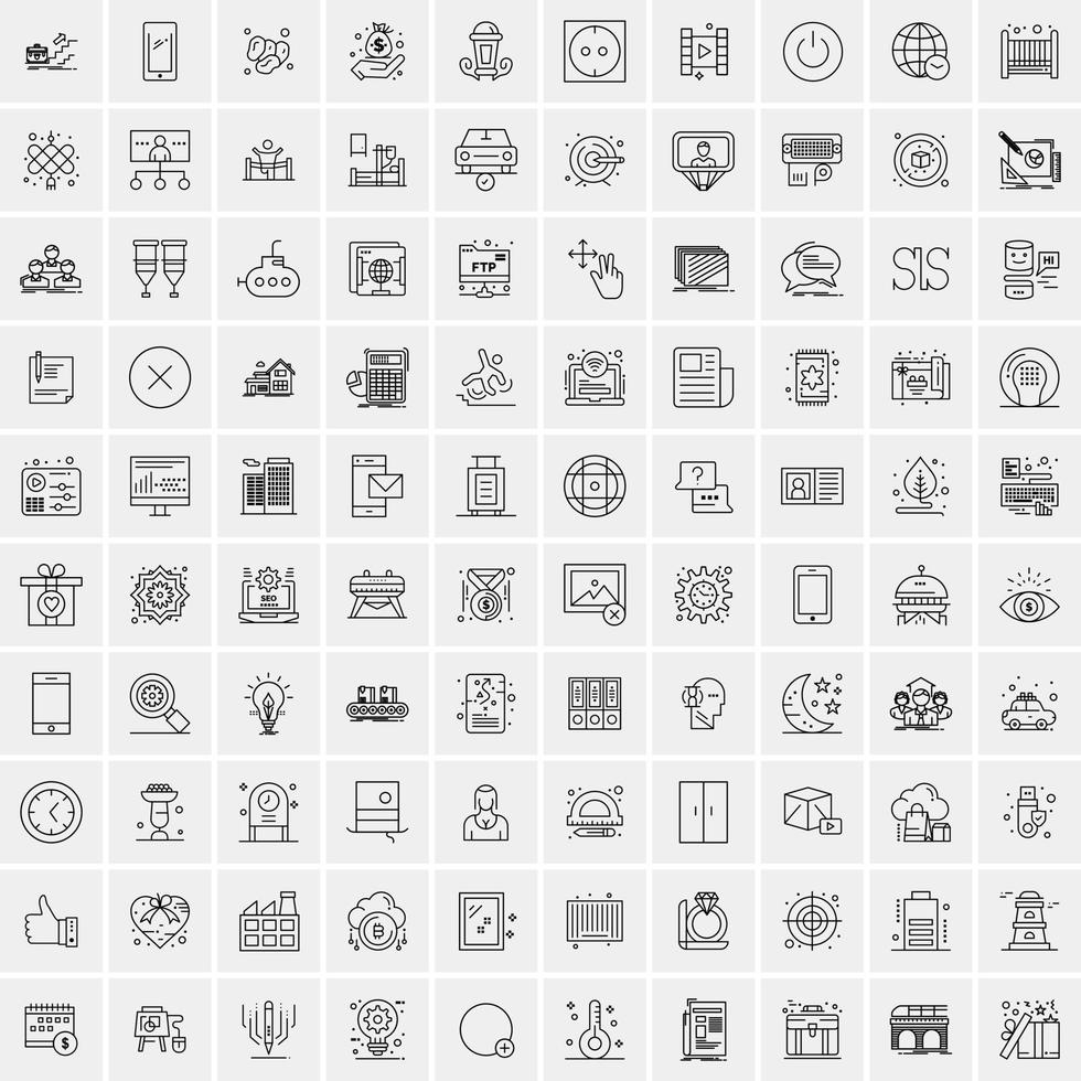 conjunto de 100 ícones de linha de negócios criativos vetor