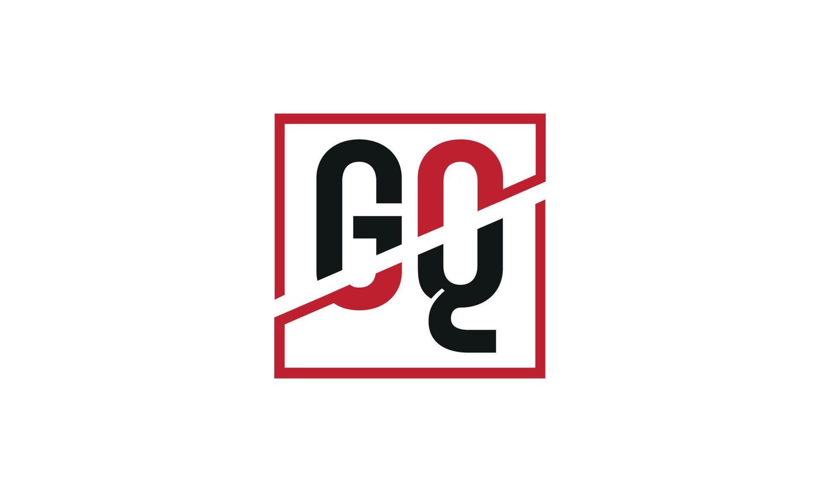 design de logotipo gq. design inicial do monograma do logotipo da letra gq na cor preta e vermelha com forma quadrada. vetor profissional