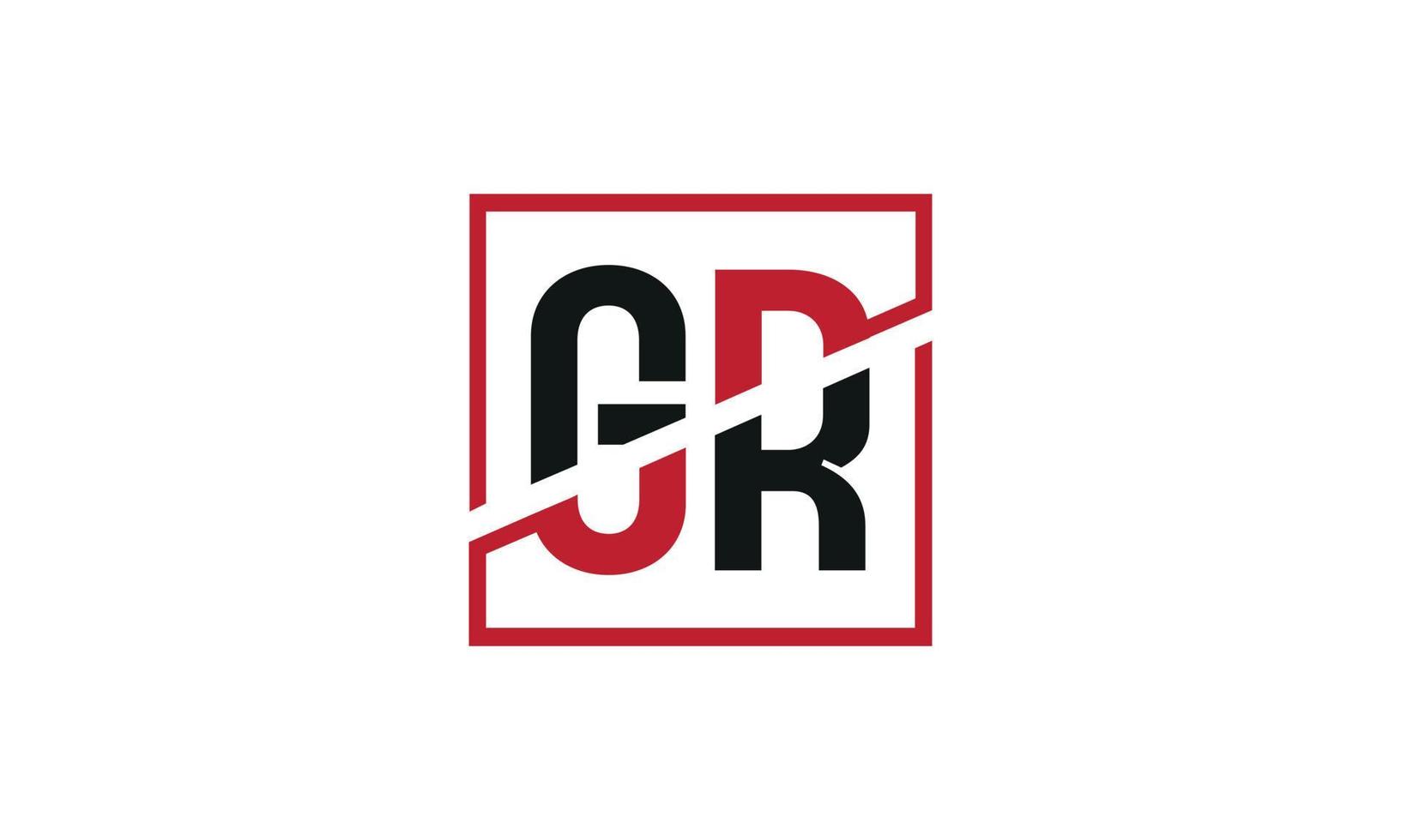 gr design do logotipo. design de monograma do logotipo da letra gr inicial na cor preta e vermelha com forma quadrada. vetor profissional