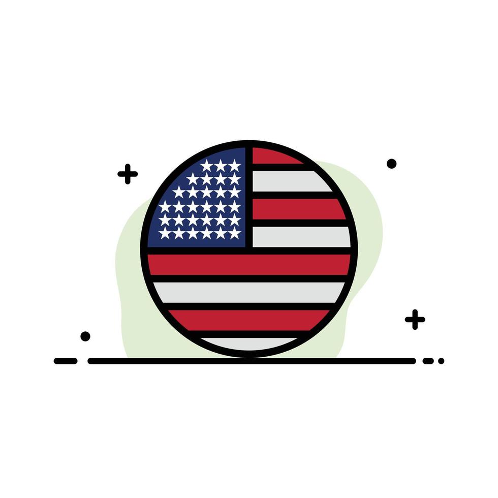 modelo de banner de vetor de ícone cheio de linha plana de ação de graças de bandeira americana