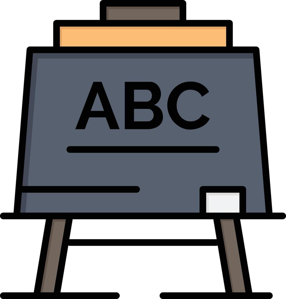 modelo de banner de ícone de vetor de ícone de cor plana de placa abc de professor de aprendizagem