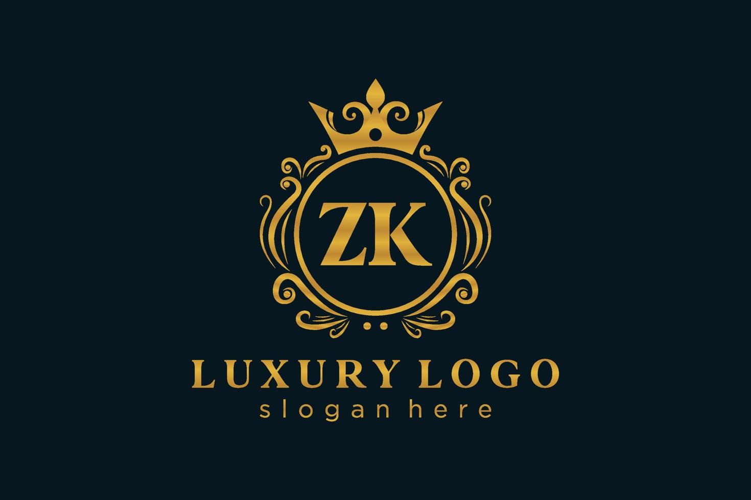 modelo de logotipo de luxo real inicial da letra zk em arte vetorial para restaurante, realeza, boutique, café, hotel, heráldica, joias, moda e outras ilustrações vetoriais. vetor