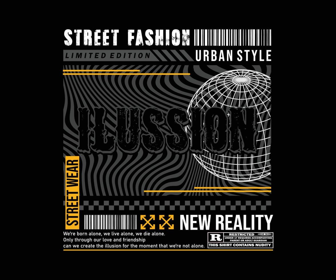 camiseta de moda, vetor de design, street wear e estilo urbano, impressão pronta