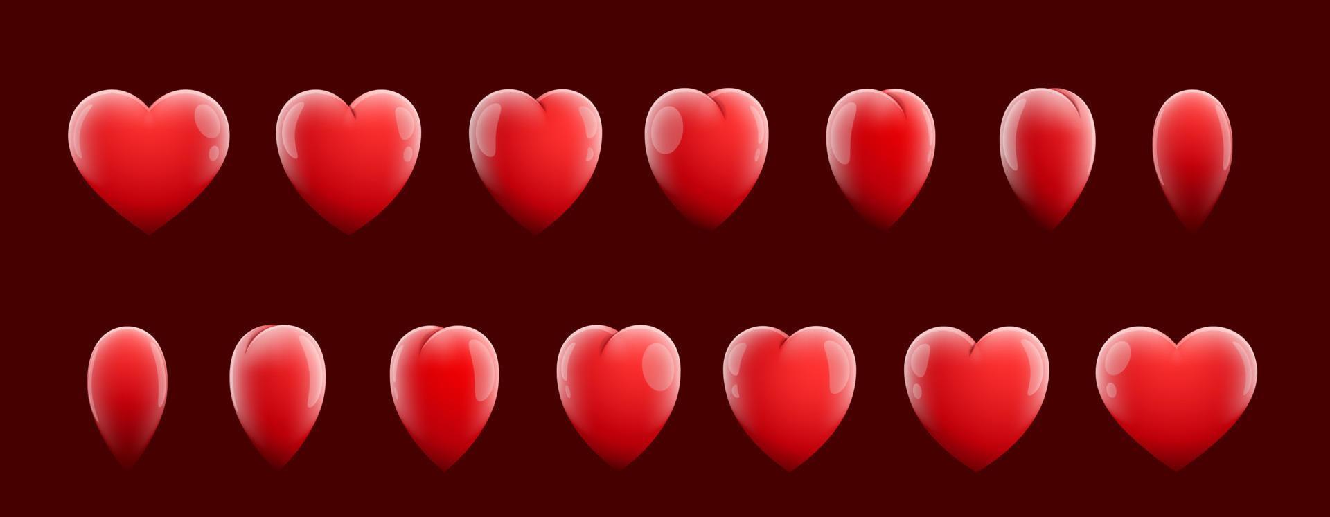 folha de sprite de jogo de sequência de coração vermelho animado vetor