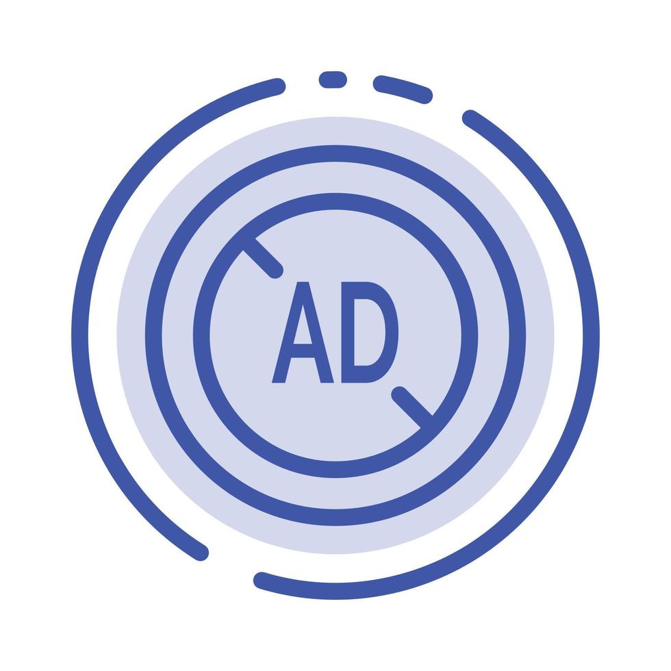 bloqueador de anúncios ícone de linha pontilhada azul digital do bloqueador de anúncios vetor