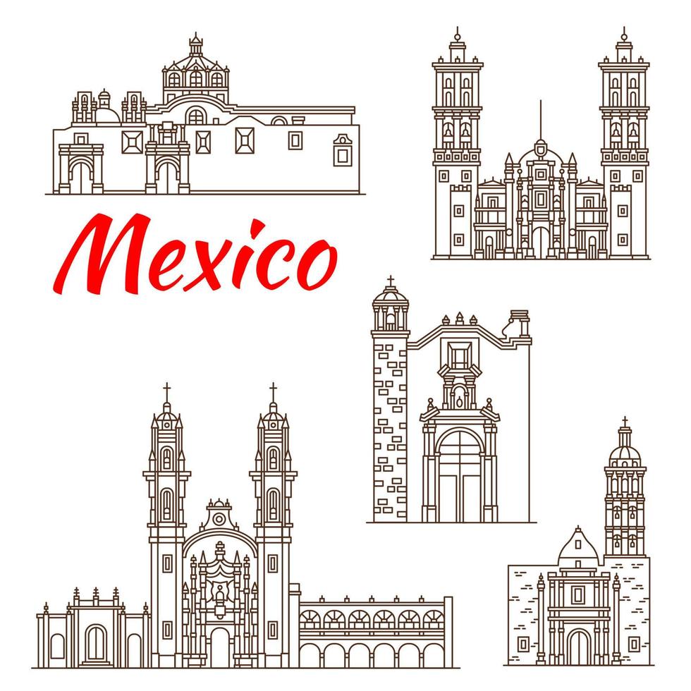 marco de viagens do ícone da arquitetura mexicana vetor
