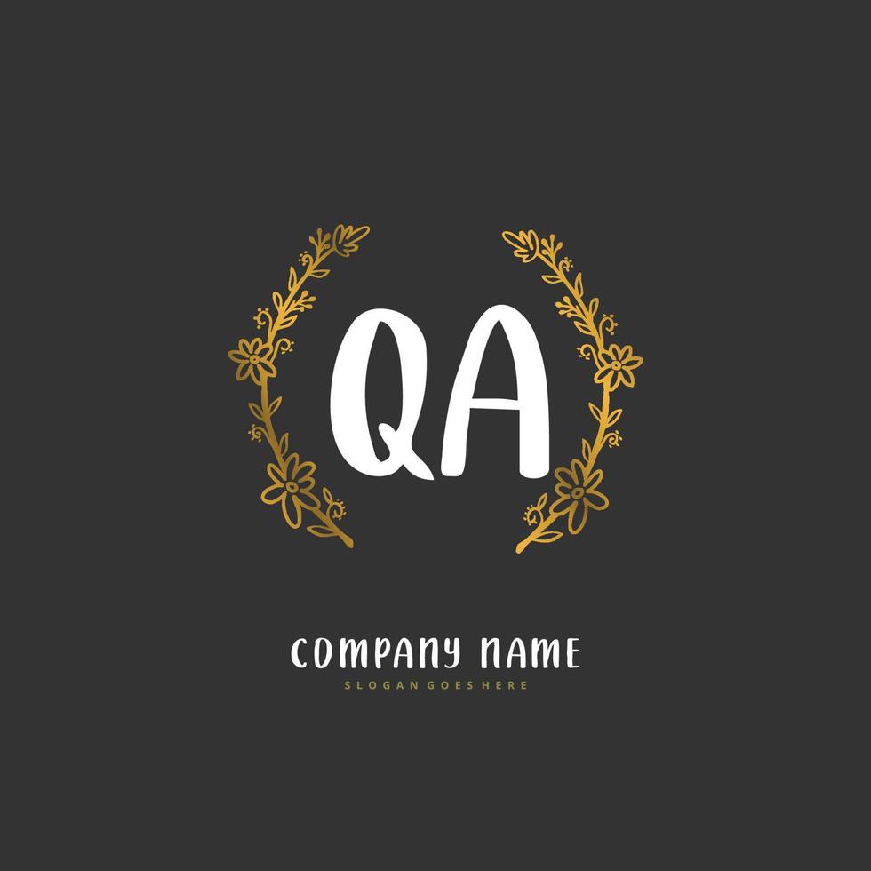 qa caligrafia inicial e design de logotipo de assinatura com círculo. logotipo manuscrito de design bonito para moda, equipe, casamento, logotipo de luxo. vetor