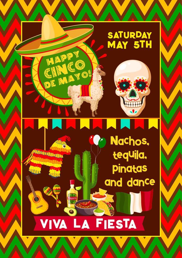 cartaz de vetor mexicano para festa de cinco de maio