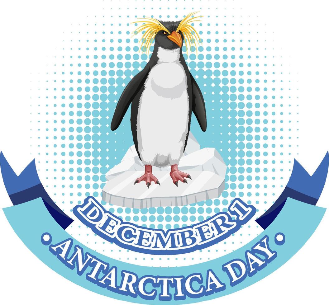 texto do dia da Antártida com pinguim vetor