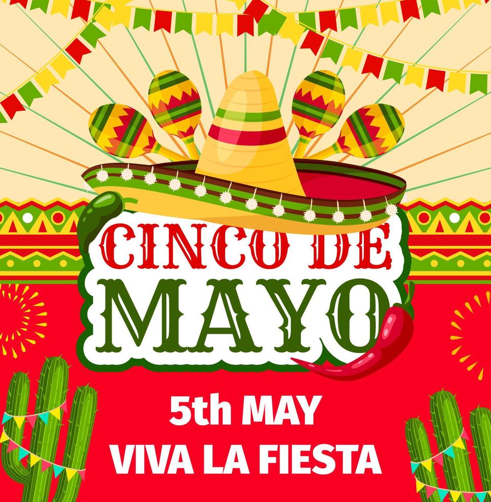 convite de vetor de fiesta mexicana de cinco de maio