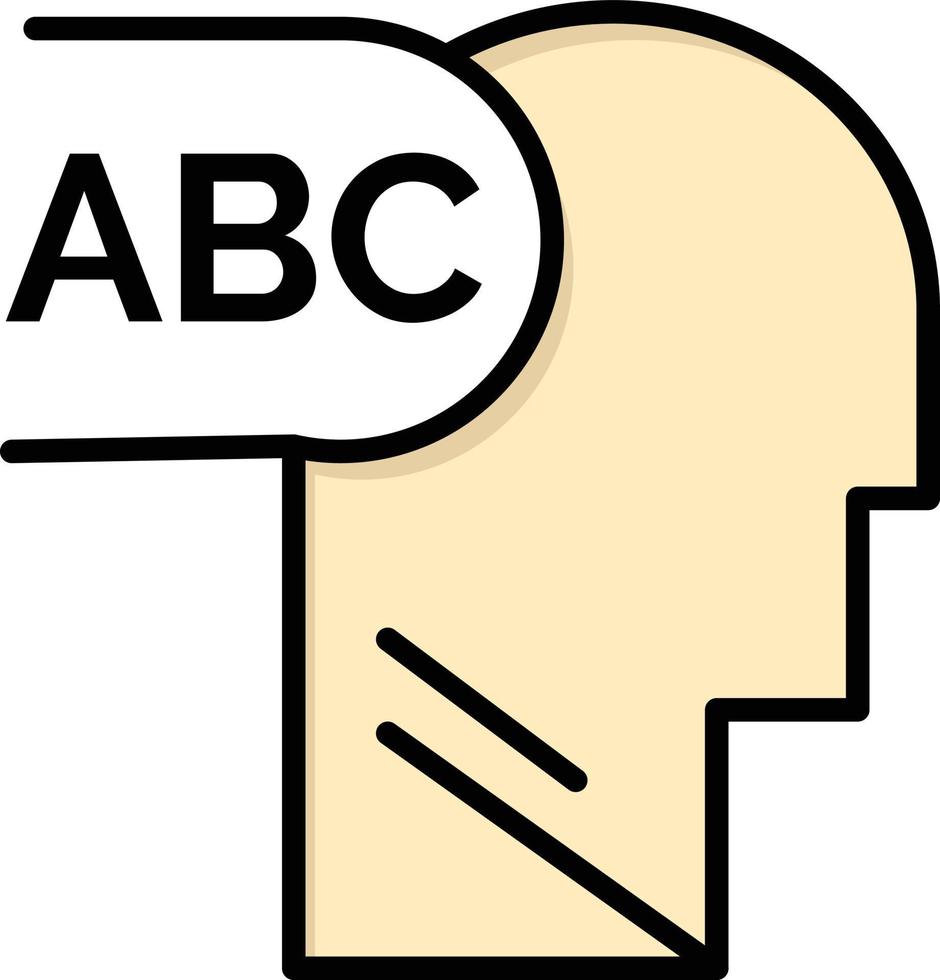 modelo de banner de ícone de vetor de ícone de cor plana de cabeça de conhecimento elementar