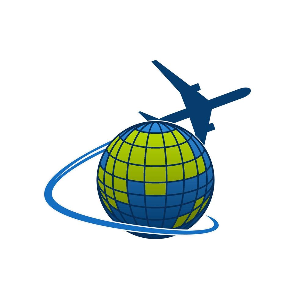 ícone de vetor de jato de avião sobre o mundo globo