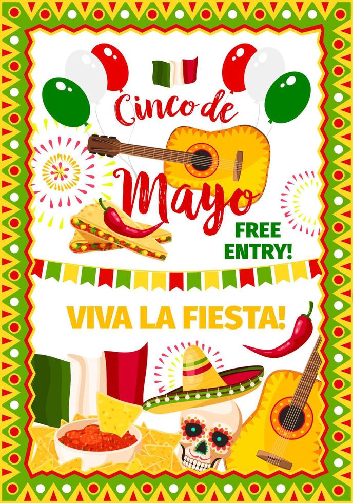 cartão de felicitações de vetor mexicano de fiesta de cinco de maio