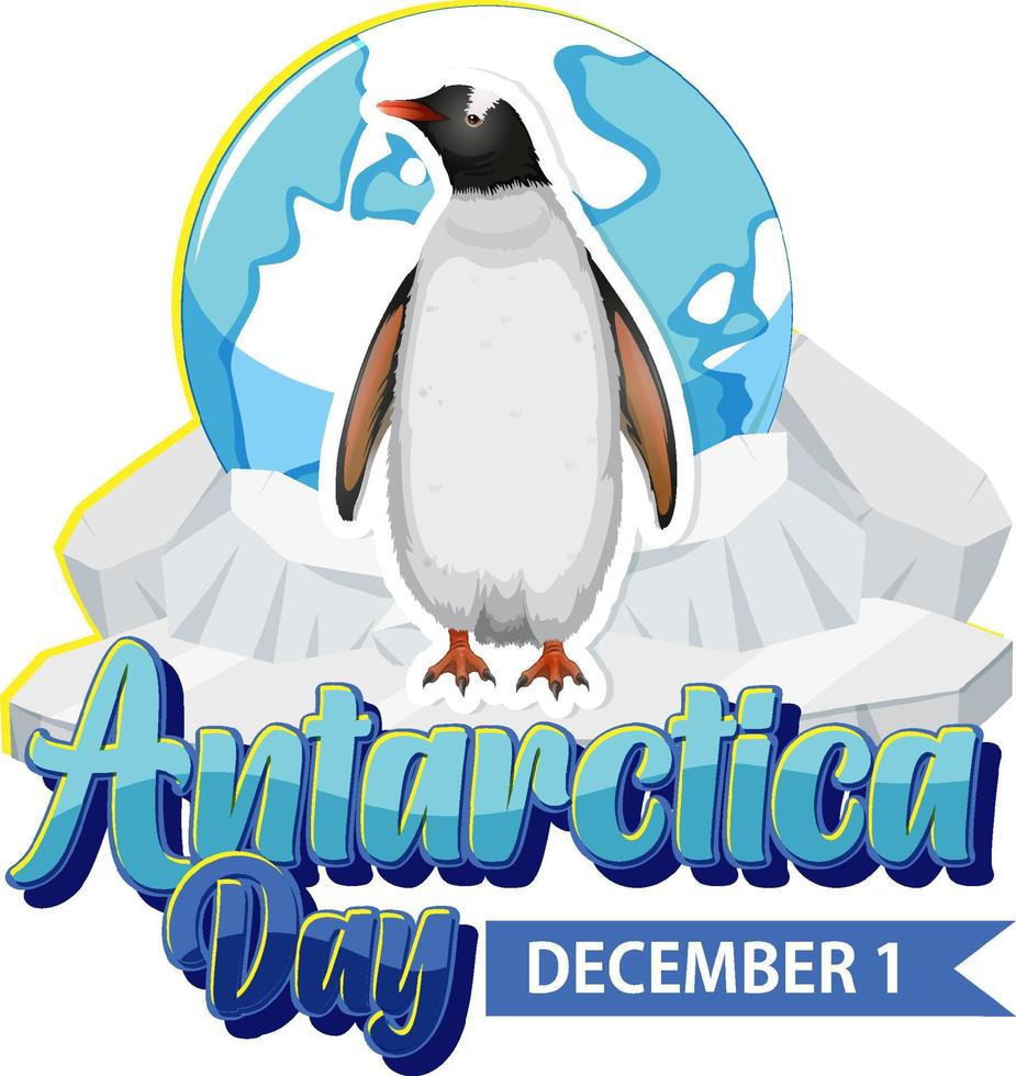 texto do dia da Antártida com pinguim vetor