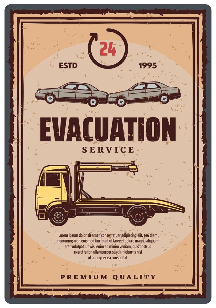 cartaz retrô de serviço de evacuação vetor