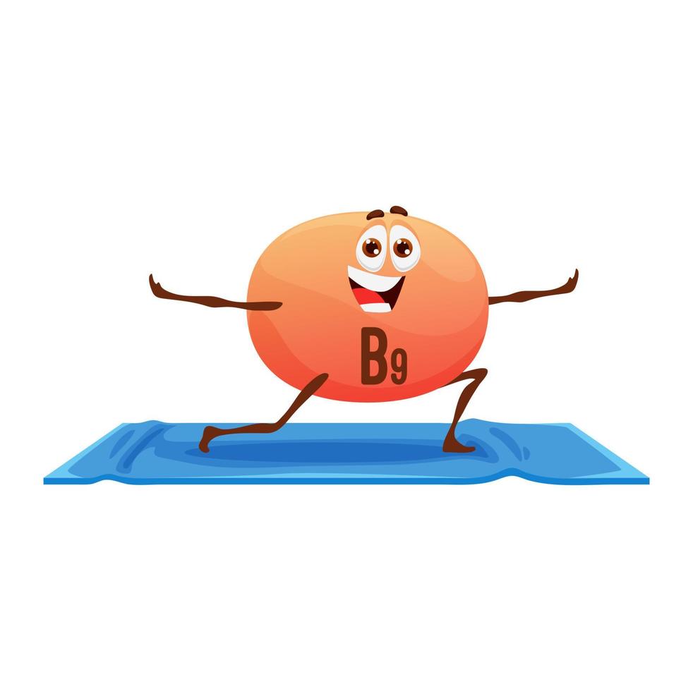 personagem de desenho animado vitamina, personagem b9 na ioga vetor