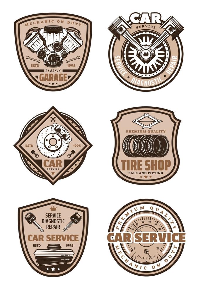 ícones de vetor de serviço de garagem de carro